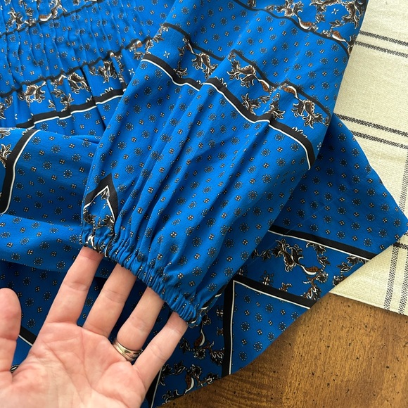 Ganni Cloverdale 100% Silk Women’s Blouse Blue and Black EU 36 US Size 4 - Picture 8 of 15